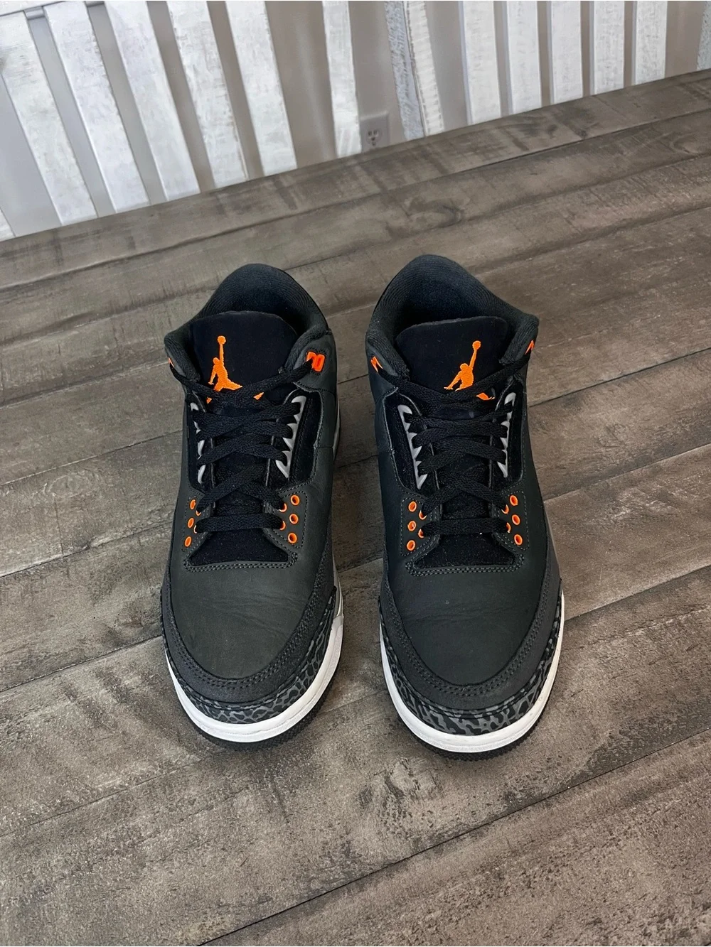 Nike Air Jordan 3 Retro Fear Pack 2023 Black Orange Gray Mens Sz 11